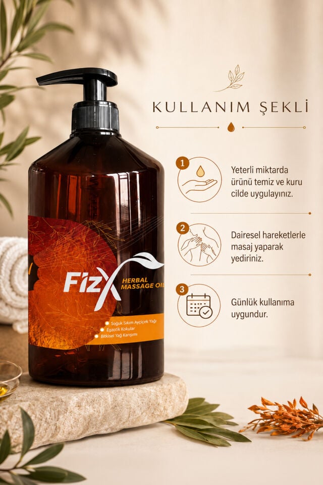 fizX Essential Profesyonel Bitkisel Masaj Yağı 1000ml
