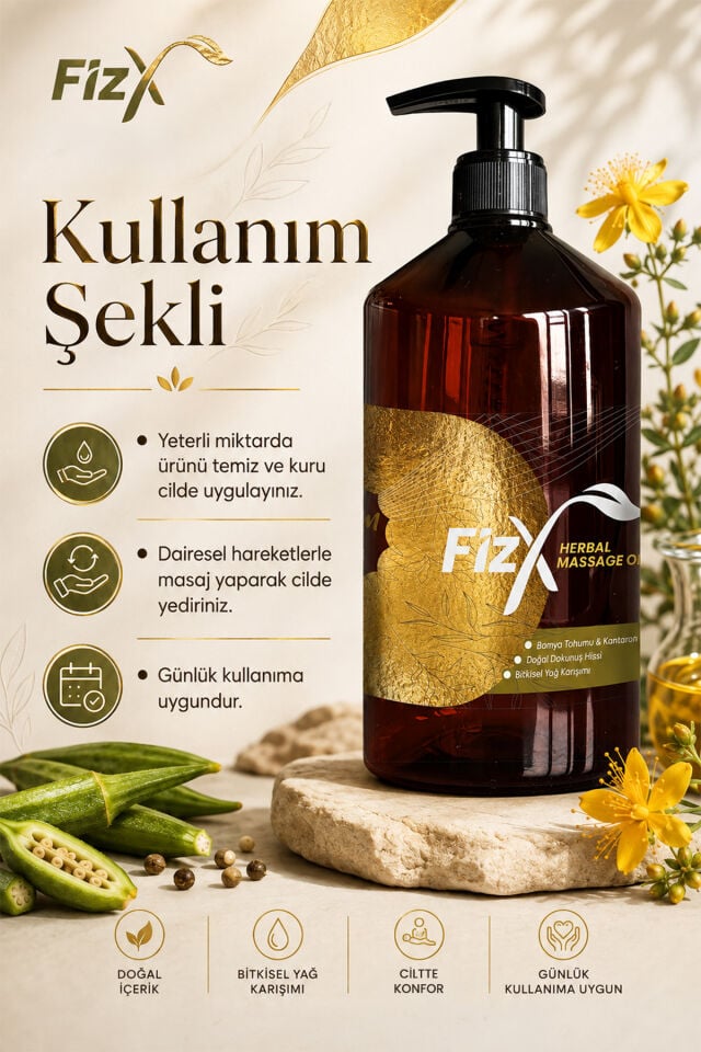 FizX Premium Profesyonel Bitkisel Masaj Yağı 1000 ml